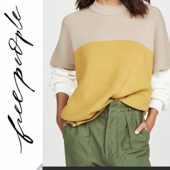NEW Free People Women's Easy Street Colorblock Sweater SIZE XS SLOUCHY NWT - Picture 2 of 4